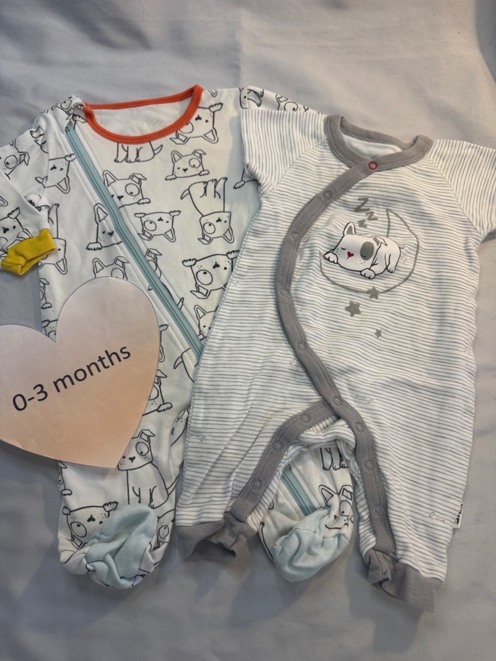 Ellen DeGeneres - set of 2 Baby Onesie Sleepers in Gray and White